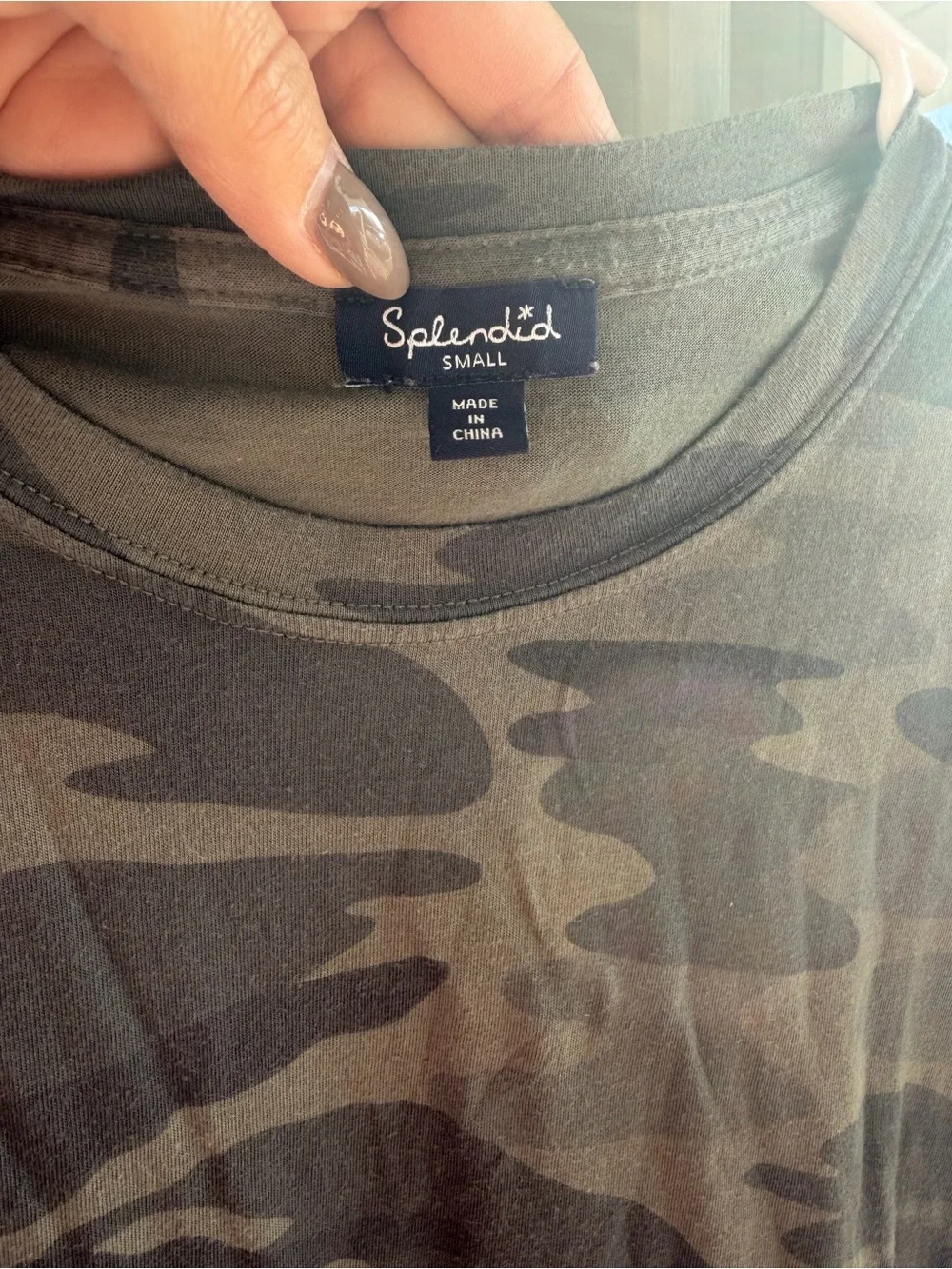 Splendid Camo Crewneck Tee Olive Black Short Sleeve T-Shirt Size S - Picture 2 of 2